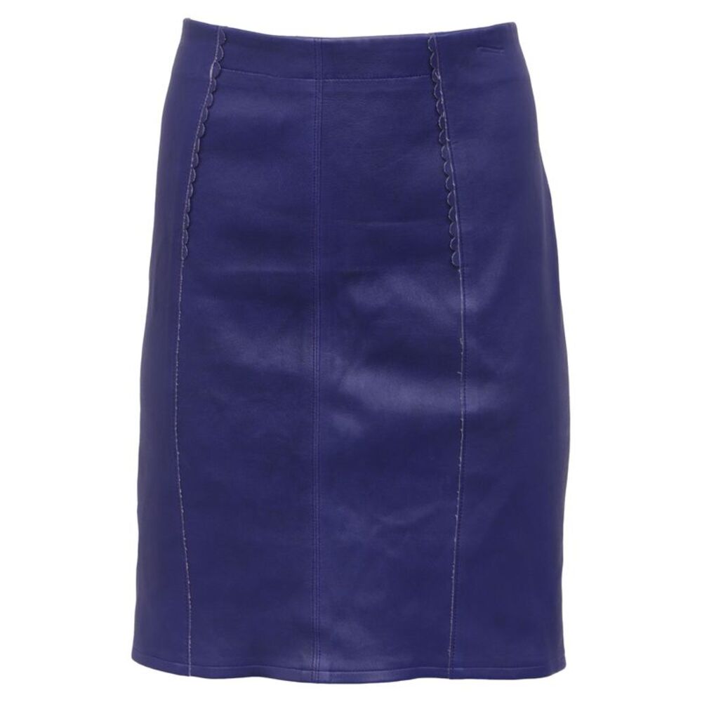 Marc by Marc Jacobs Scallop Trim Pencil Skirt in Purple Leather